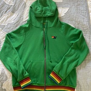 Aviator Nation Green Rainbow Rib Hoodie